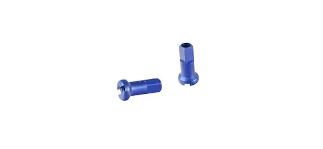 DT Swiss aluminium spoke nipples, 2.0 mm, blue, 12 mm long