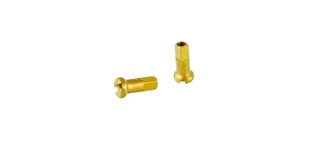 DT Swiss aluminium spoke nipples, 2.0 mm, gold, 12 mm long