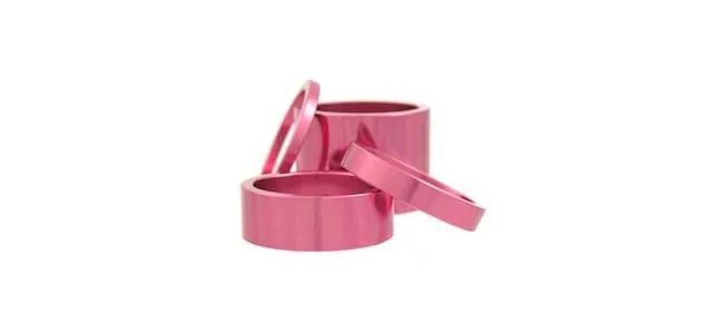 Chris King spacer set for 1 1/8" headset, 3/6/12/25 mm, pink – limited stock