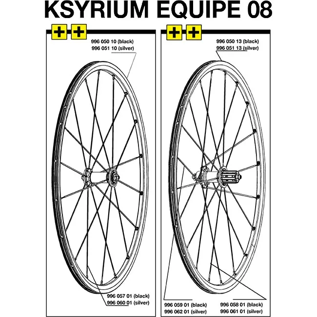 Mavic Ksyrium Equipe rear wheel spoke (right-hand side), 298.5 mm, silver, flat, 2008 model, without nipples – limited stock