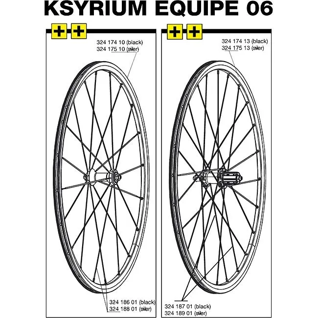 Mavic Ksyrium Equipe replacement spoke for front wheel, 284 mm, black, 2006 model – remaining stock