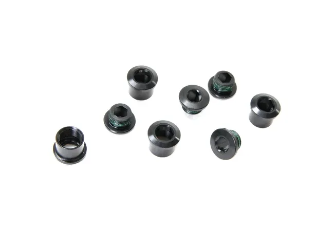 SRAM X01 chainring bolts M8.5x5 + 7 mm sleeves, aluminium, black, 4 pieces