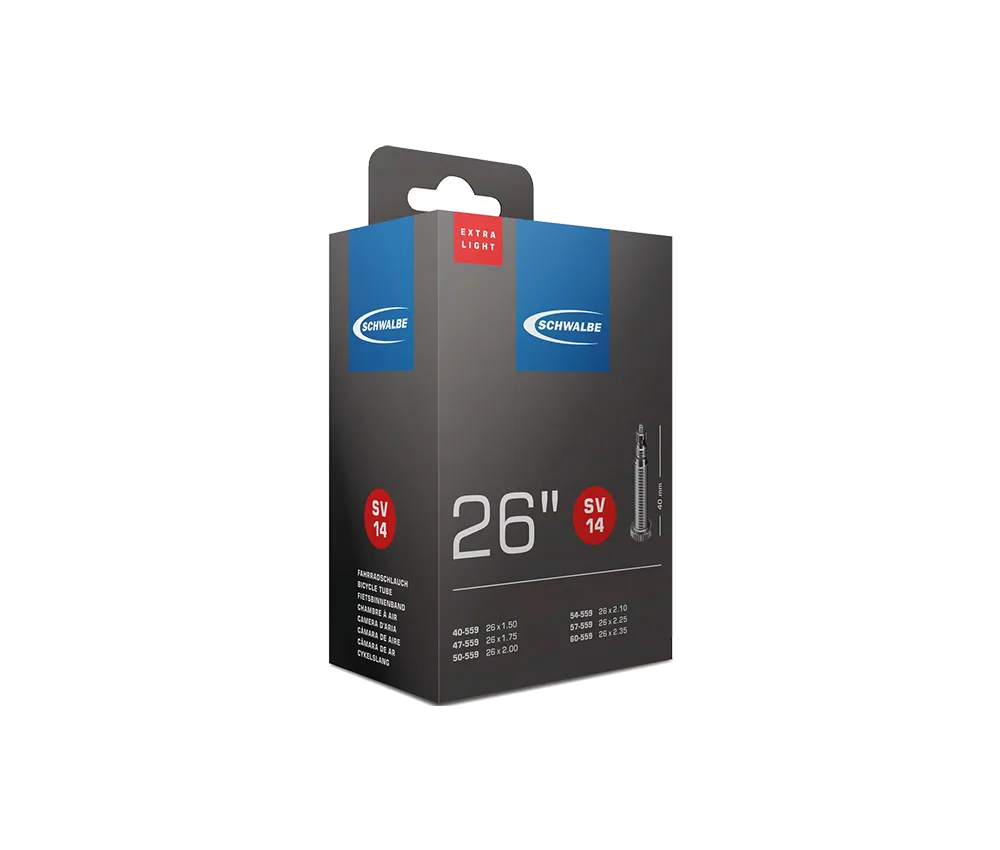 Schwalbe SV14 Extra Light MTB Inner Tube, 26 inches, Schlauchrand valve, 40 mm – Last few in stock
