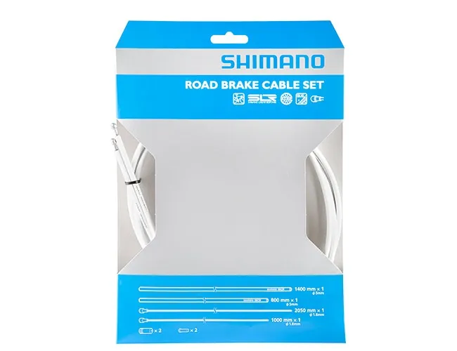 Shimano Road Bike Brake Cable Set, SIL-TEC Coated, White