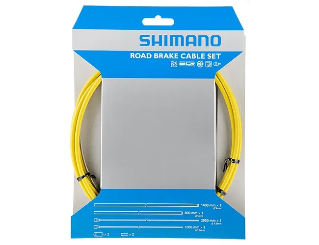 Shimano Road Bike Brake Cable Set, SIL-TEC Coated, Yellow