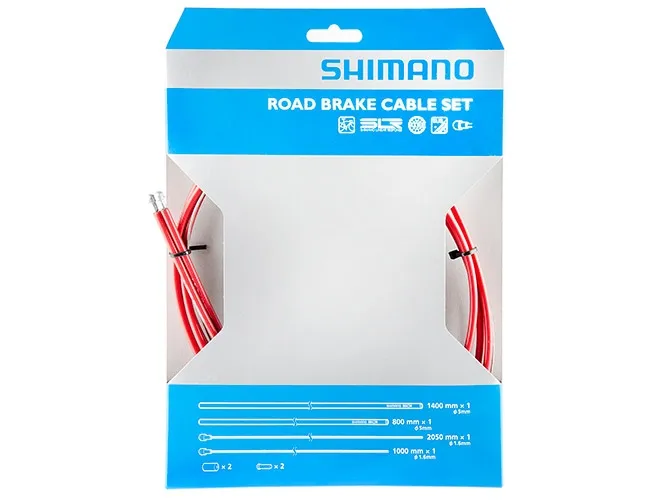 Shimano Road Bike Brake Cable Set, SIL-TEC Coated, Red