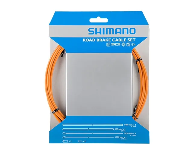 Shimano Road Bike Brake Cable Set, SIL-TEC Coated, Orange