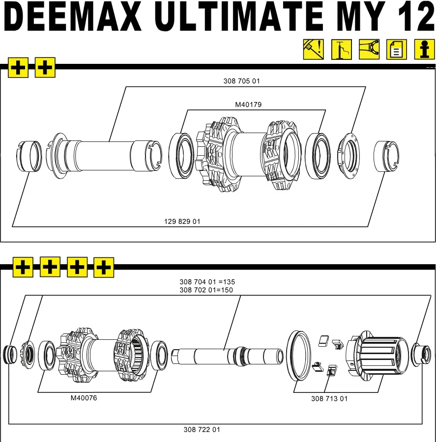 Mavic Crossmax / Deemax front axle, quick-release, 20x110 mm