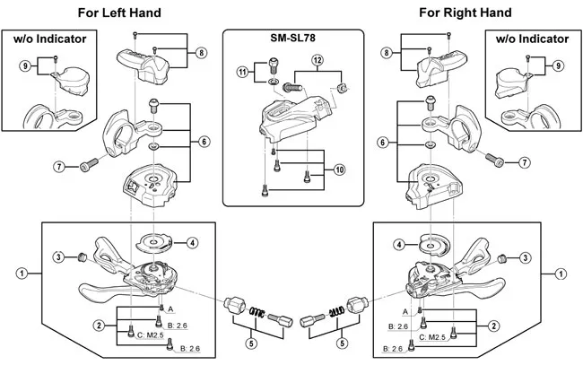 Shimano XT SLM780 Replacement Clamp + Cover for Right-Hand Gear Indicator No. 6