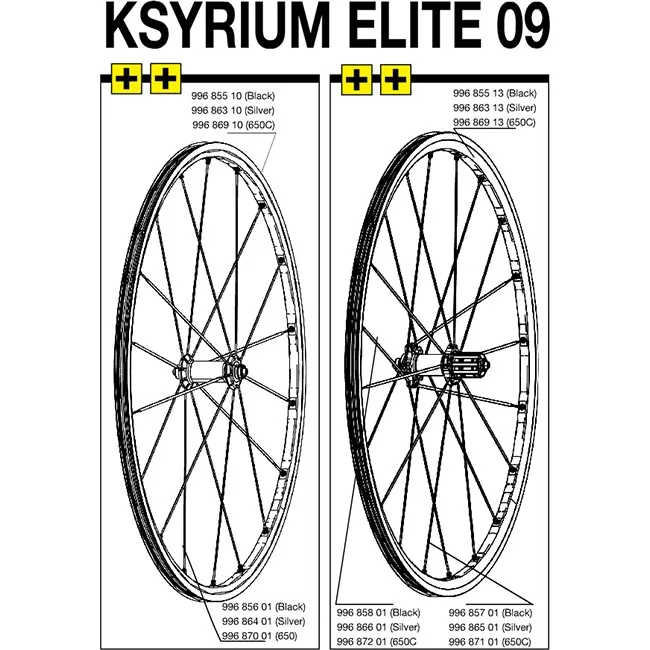 Mavic Ksyrium Elite spoke, rear wheel right, 276 mm, silver, 2009–10 model