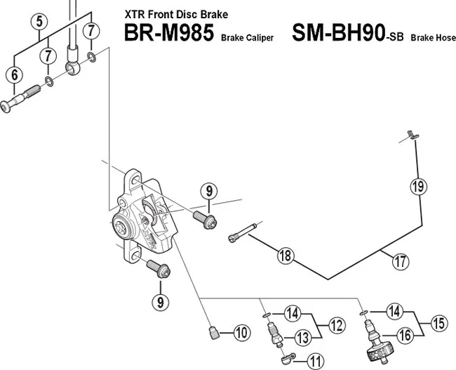 Shimano XTR BRM985 Brake pad retaining pin with retaining ring