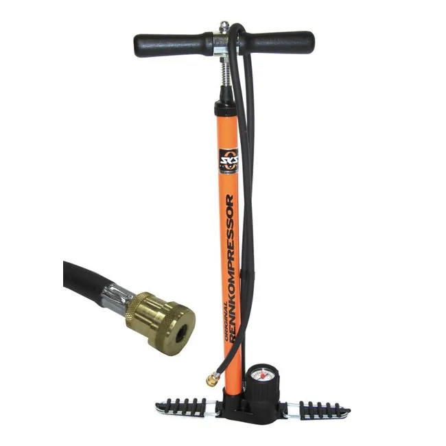 SKS Rennkompressor floor pump, orange, 16 bar, pump head, brass nipple