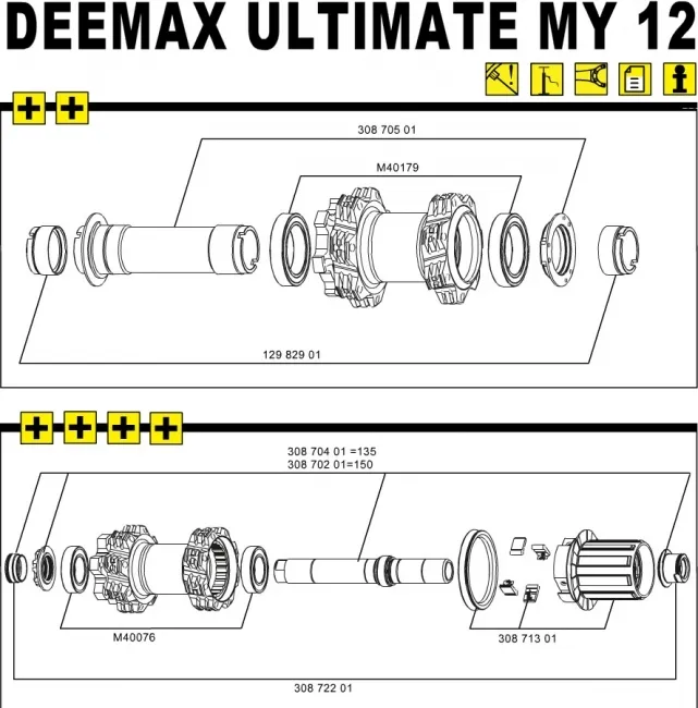 Mavic Crossmax - Deemax ITS4 Disc Rear Axle 12x135mm from 2012 onwards - Remaining stock