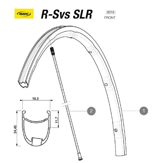 Mavic R-SYS SLR Replacement Rim, Front Wheel, Clincher, Black, 2015 Model