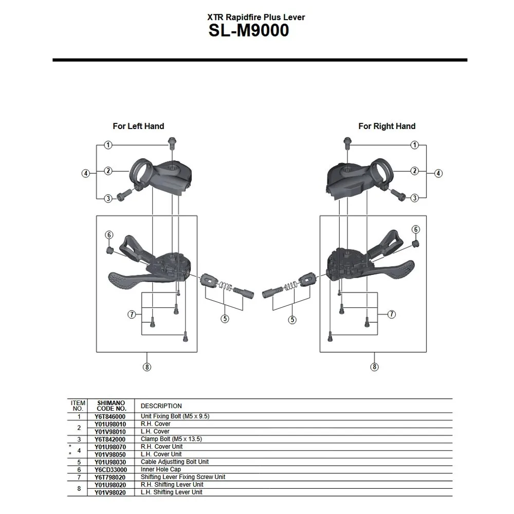 Shimano XTR SL-M9000 Shift Lever Spare Part | Right-hand Shift Cable Adjustment Screw, Complete No. 5