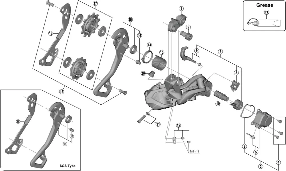 Shimano XTR RD-M9050 / RD-M8000 Rear Derailleur Spare Part | Axle for Direct Mount Rear Derailleur Mount No. 2
