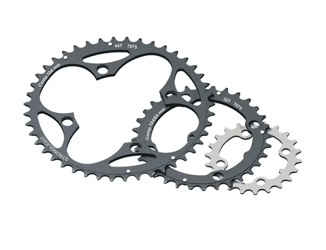 Stronglight MTB steel chainring, silver, 9x3-speed, 64 links, inner 22 teeth