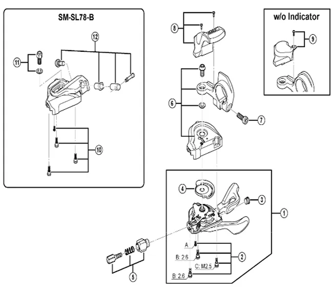 Shimano Deore XT SL-M8000 / SL-M780 Shift Lever Spare Part | Mounting Screws Cover Complete No. 2