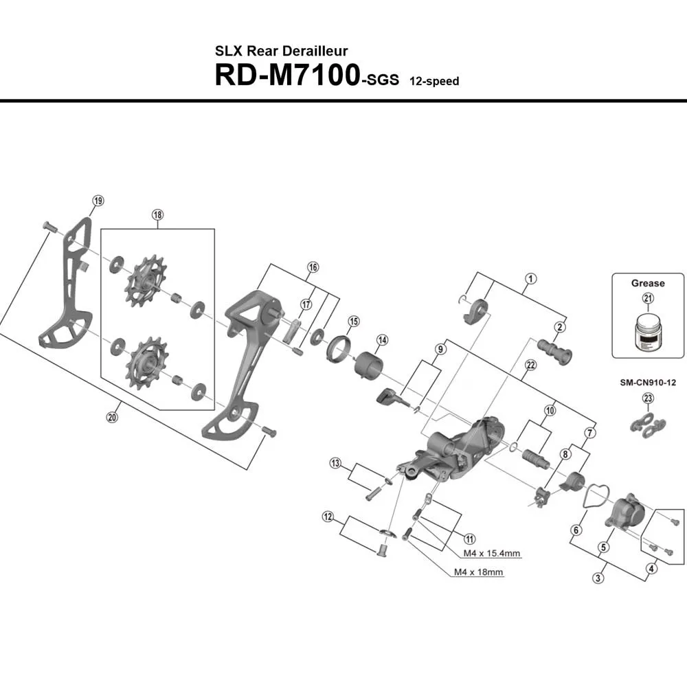 Shimano XTR - XT - SLX - GRX rear derailleur spare part | Rear derailleur axle + O-ring