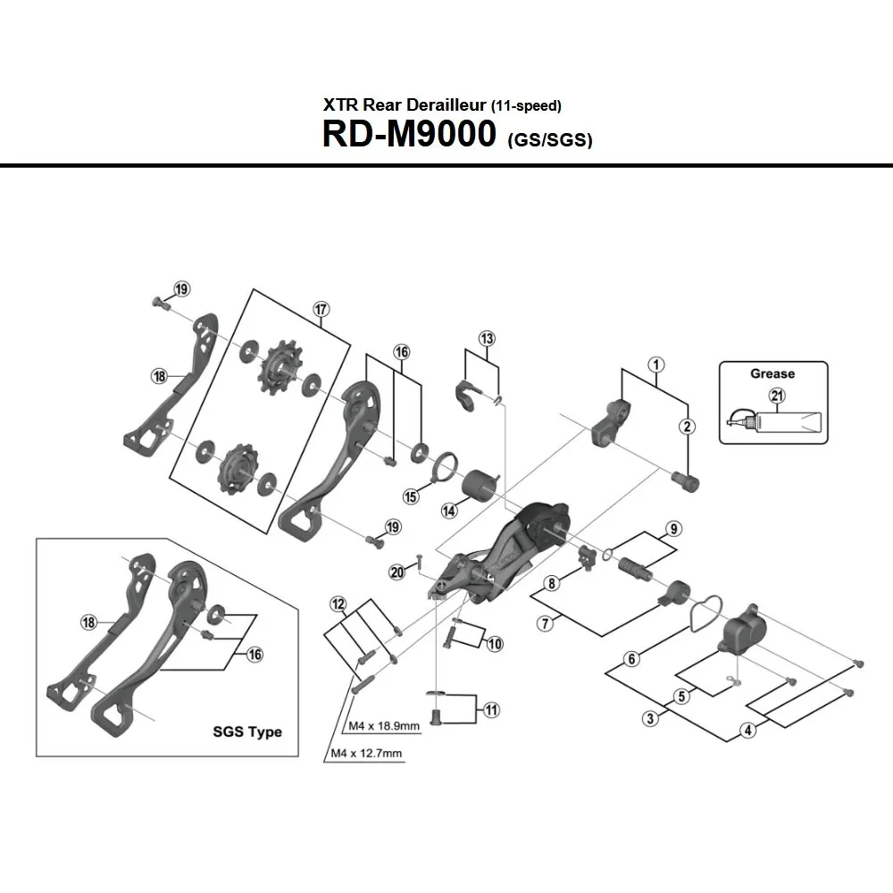 Shimano XTR RD-M9000 Rear Derailleur Spare Part | Shift Lever Unit No. 13