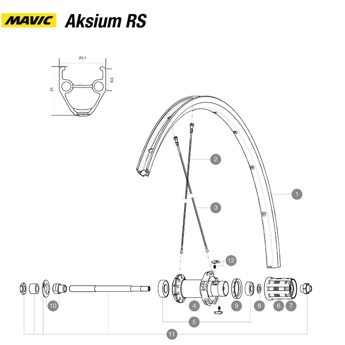 Mavic Aksium Aksium S Replacement Spoke, Rear Wheel Right, 298 mm