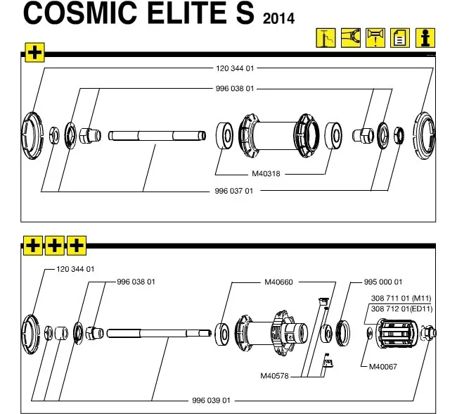 Mavic FTS-L Road Rear Wheel Spare Part | Axle Kit with Screw Connections