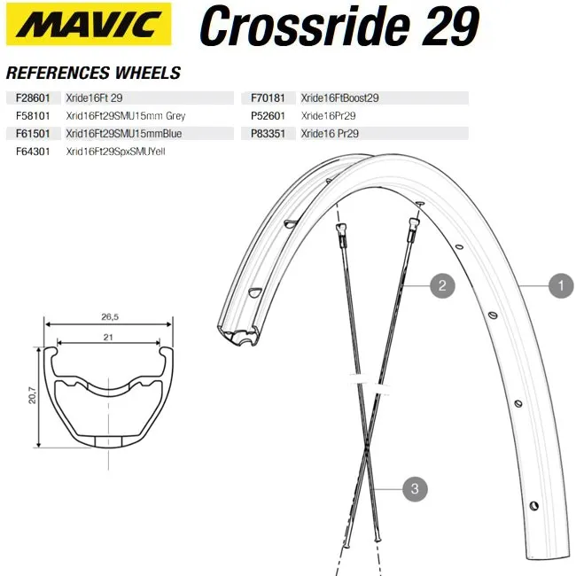 Mavic Crossride Disc Replacement Rim, Front Wheel, 29-inch, 2016 Model