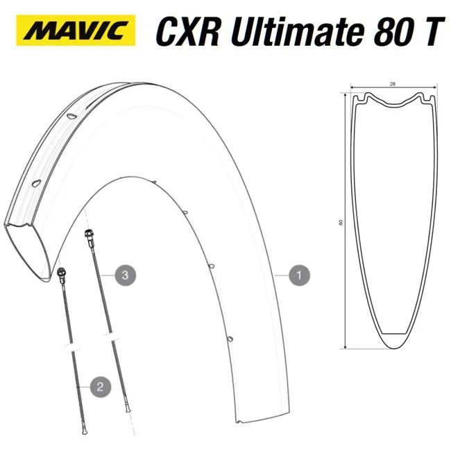 Mavic CXR Ultimate 80 T Replacement Spoke, Rear Wheel Right 232 mm
