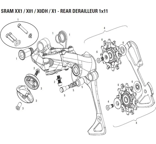 Sram XX1 rear derailleur spare part cable clamp screw