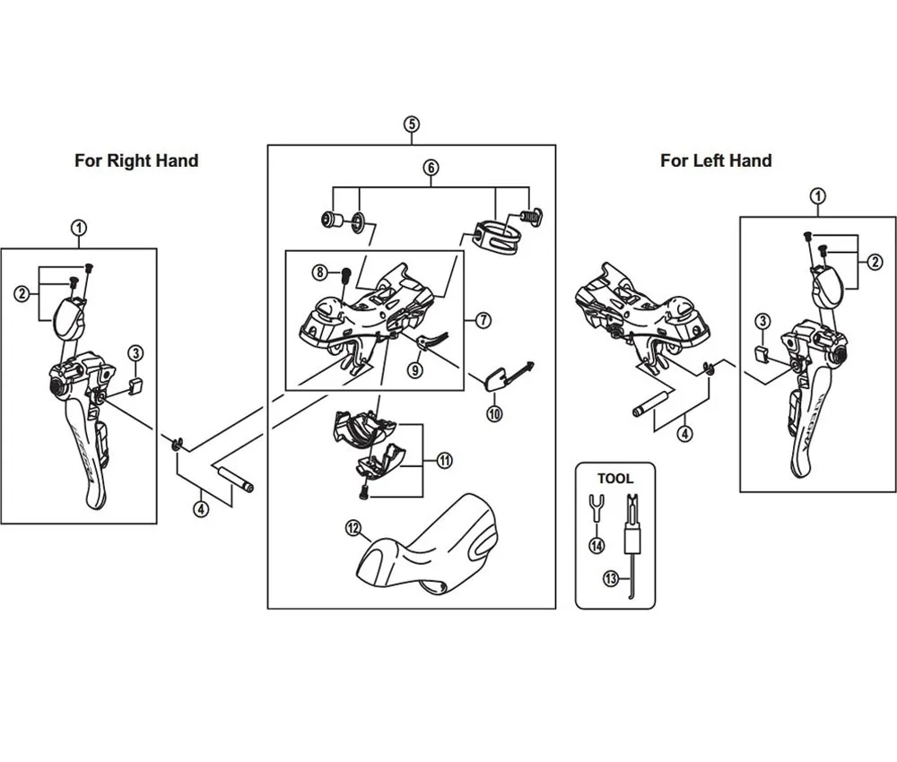 Shimano DURA-ACE / Ultegra / 105 / GRX STI Disc Shift-Brake Lever Spare Part | Right-hand shift cable guide No. 10