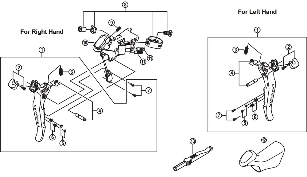 Shimano Ultegra Di2 ST-6870 11-speed shift/brake lever spare part | Right-hand adjustment screw for grip size No. 9