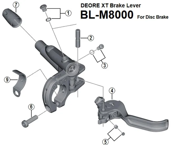 Shimano Deore XT BL-M8000 / BL-M8100 Brake Lever Spare Part | Adjustment screw with U-washer No. 3