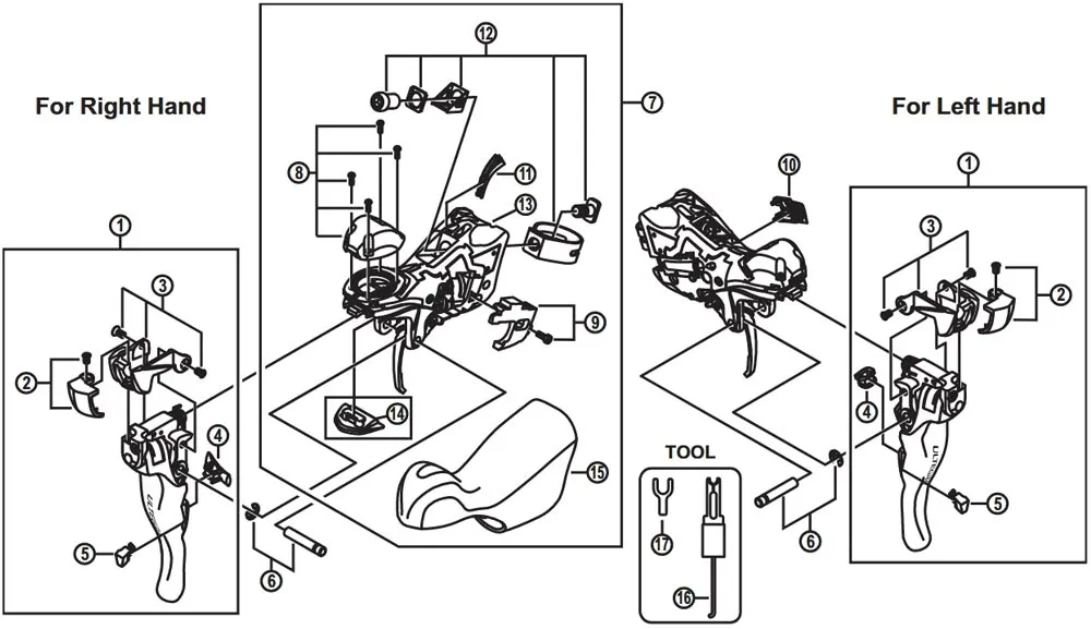 Shimano Ultegra ST-6700 10-speed shift and brake lever spare part | Top right cover and screw No. 8 – remaining stock