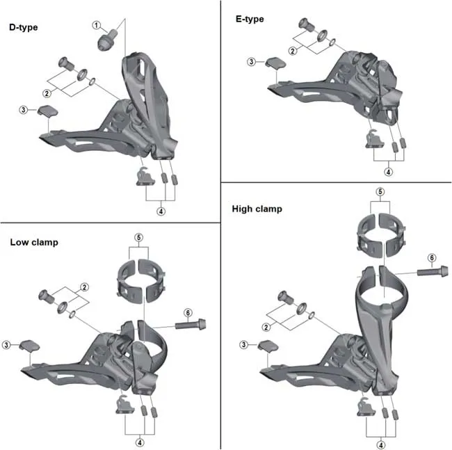 Shimano Deore XT FD-M8000 front derailleur spare part | Adjustment screw with lockring No. 4