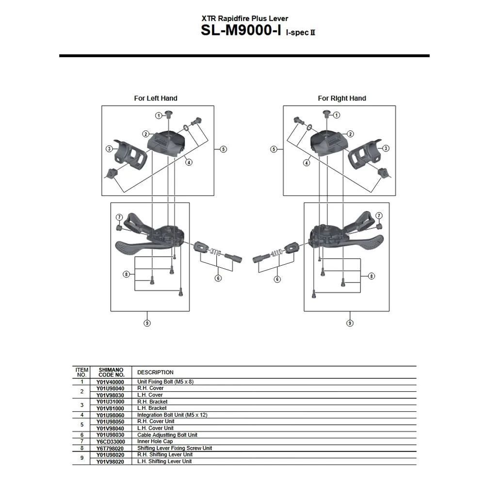 Shimano XTR SL-M9000-I Spec II Shift Lever Spare Part | Right-hand Bracket No. 3