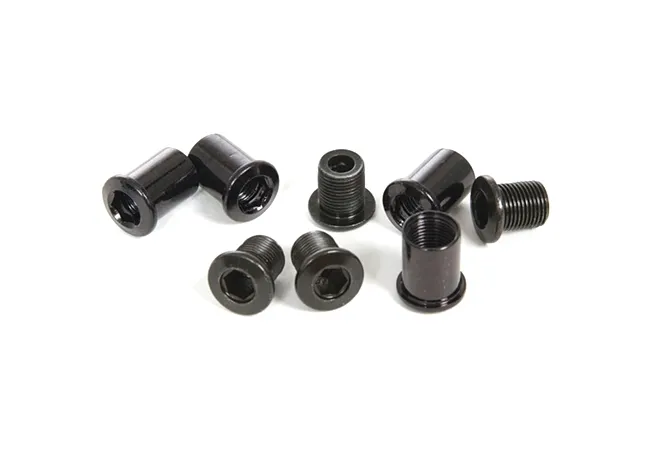 Sram MTB chainring bolts M8.5x7 + 9mm sleeve, steel, black, 4 pieces each