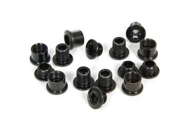 Sram DH chainring bolts M8.5x10 + M8.5x7 + 9mm sleeves, steel, black, 4 pieces each