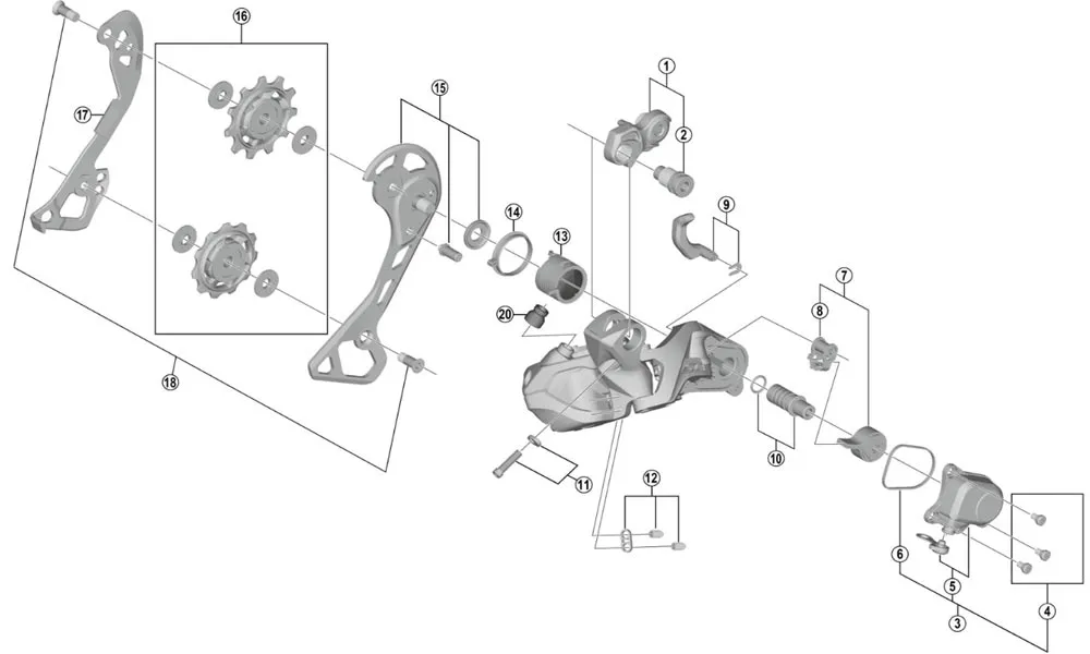 Shimano Deore XT Di2 RD-M8050 Rear Derailleur Spare Part | Outer Chain Guide Plate GS, Complete No. 15