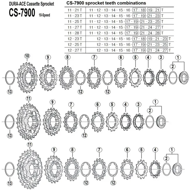 Spare parts Shimano DURA-ACE CS-7900 10-speed cassette