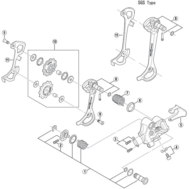 Shimano Deore XT RD-M770 + RD-M771 Rear Derailleur | Adjustment screws and plate