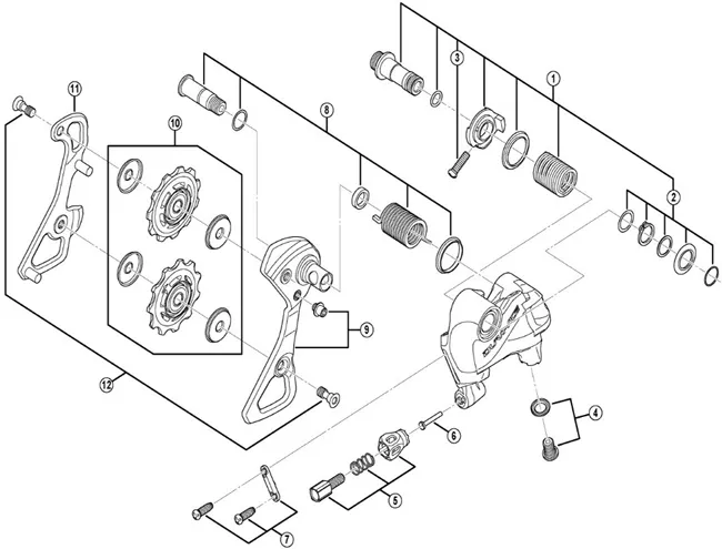 Shimano DURA-ACE RD-9000 Rear Derailleur Spare Part | Chain Guide Plate SS Outer + Stop Pin No. 9