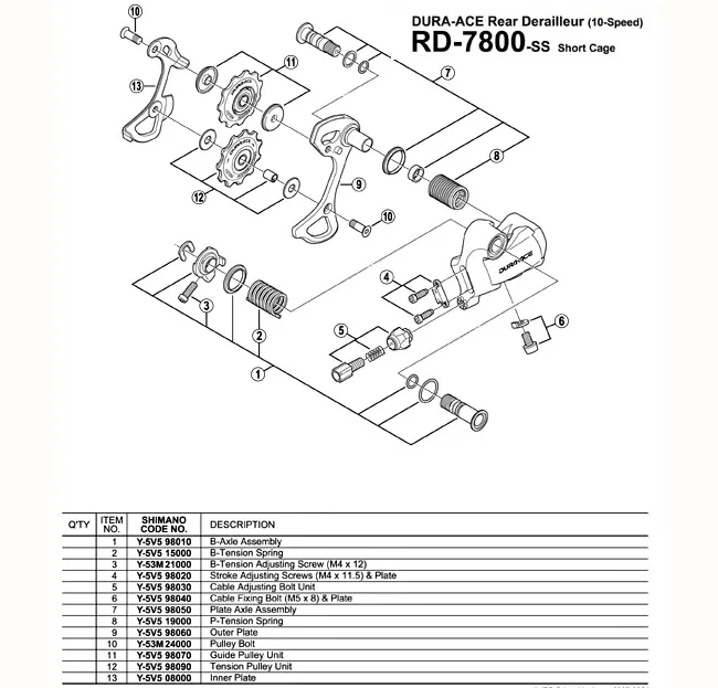 Shimano DURA-ACE Rear Derailleur RD 7800 / RD-7070 / RD-7970 Spare Part | Adjustment screw for tension spring