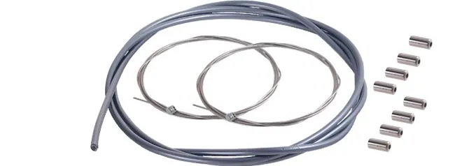 Shimano MTB brake cable set, grey, 1.75 m outer cable + 2 x stainless steel inner cables + 8 x end caps