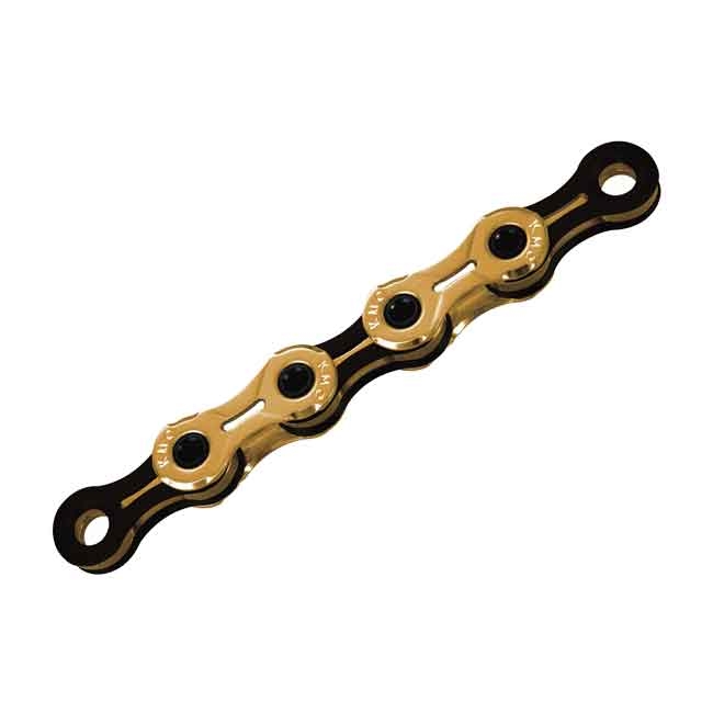 KMC X11SL TI-N waxed chain with link, 11-speed, 118 links, gold-black