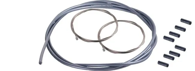 Shimano gear cable set, grey, 1.75 m, SP 41, 2 x stainless steel inner cables, 8 x end caps
