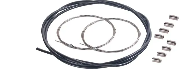 Shimano MTB brake cable set, black, 1.75 m outer cable + 2 x stainless steel inner cables + 8 x end caps