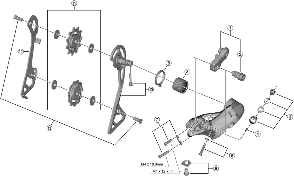 Shimano Ultegra RD-R8000-GS / RD-RX800-GS Rear Derailleur Spare Part | GS Inner Chain Guide