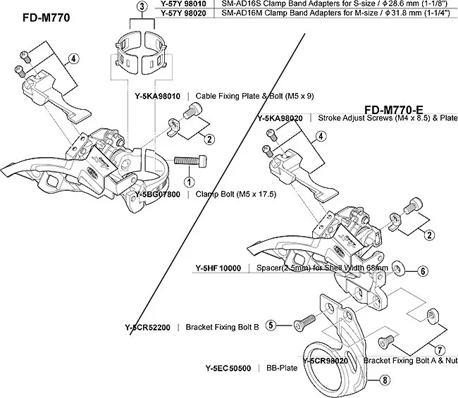 Shimano E-Type fixing bolt B for XT front derailleur 5CR52200