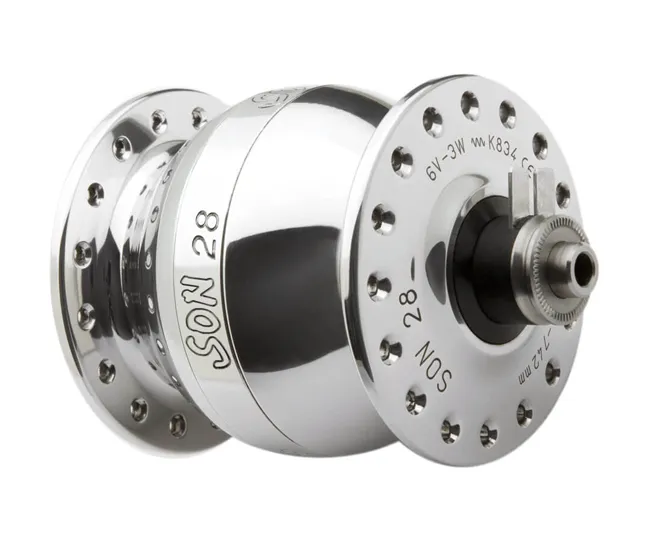 Schmidt SON 28 hub dynamo, polished silver, 36-hole