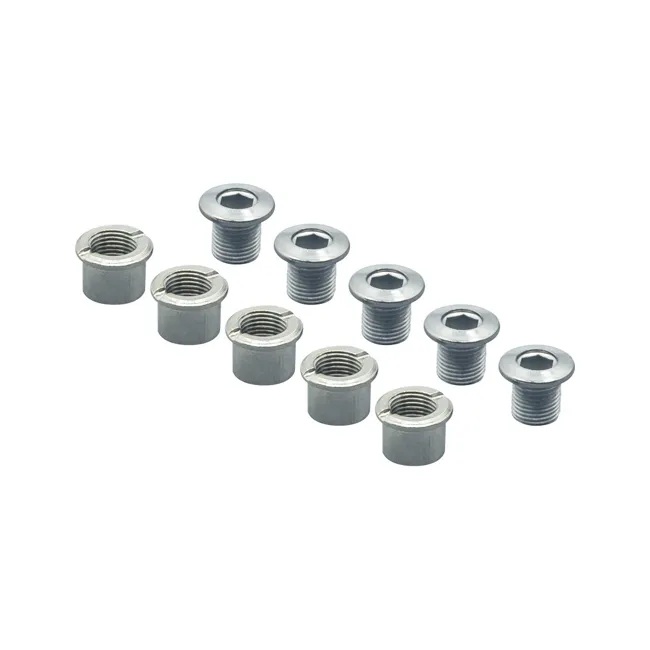 TA Chainring bolts, 2-speed | Bolt 8.5 mm / Sleeve 7 mm – Silver, 5 pieces